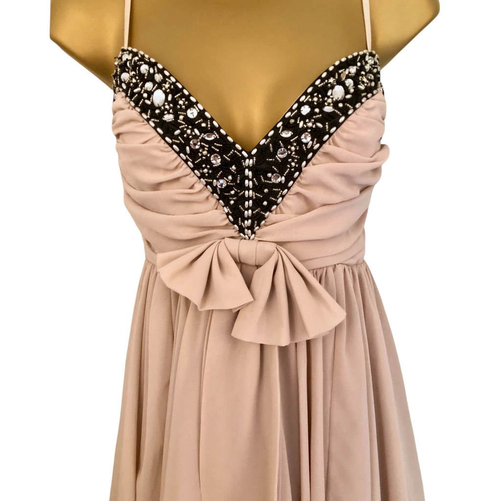 French Connection Blush Beaded Chiffon Dress  UK 10/12