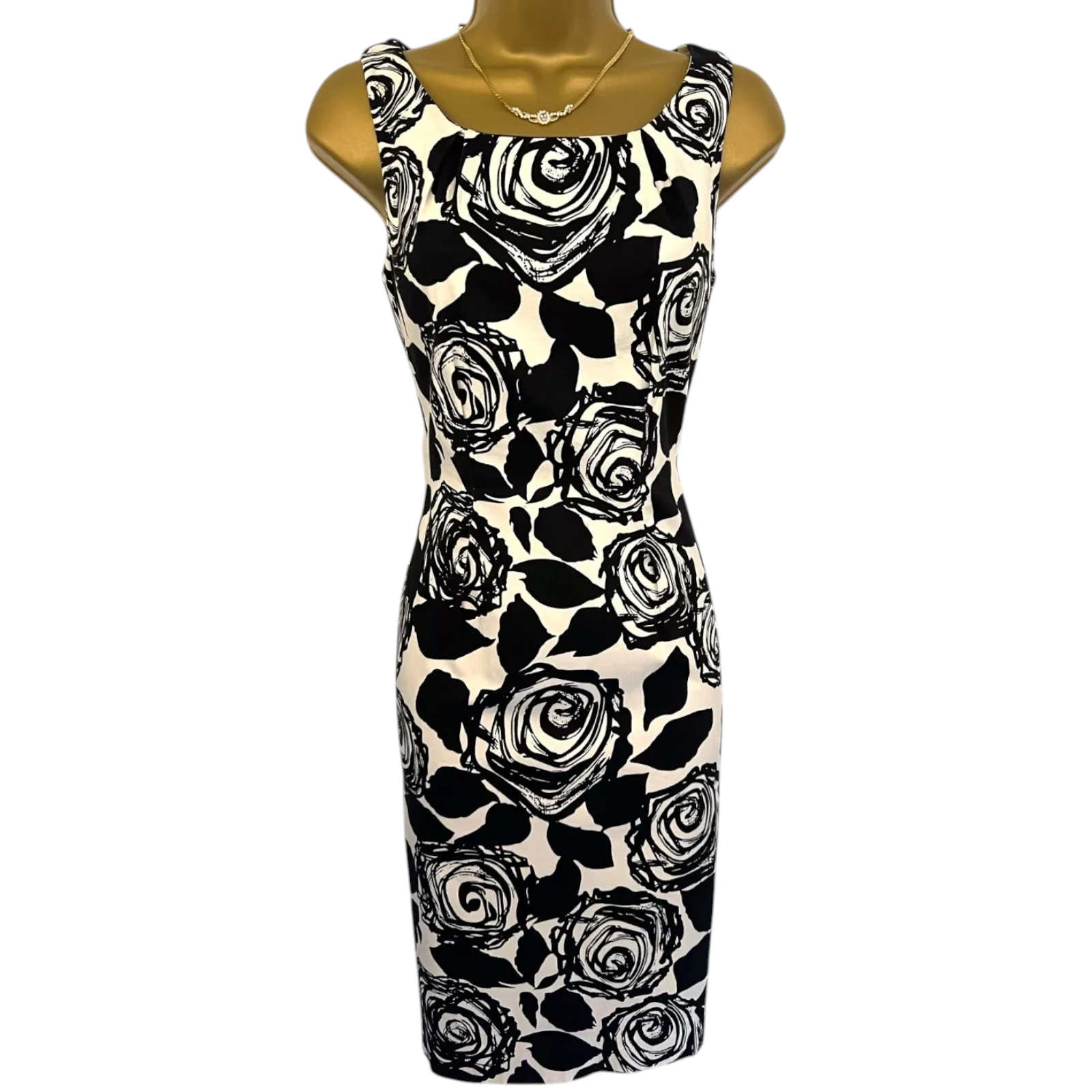 L.K. Bennett Black & Ivory Cotton Sleeveless Dress UK 8