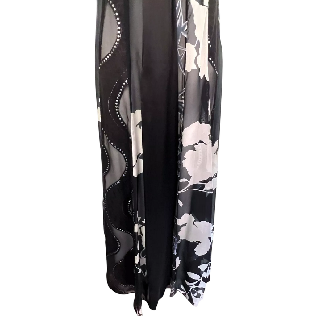 Monsoon Clementine Black Silk Maxi Dress UK 12
