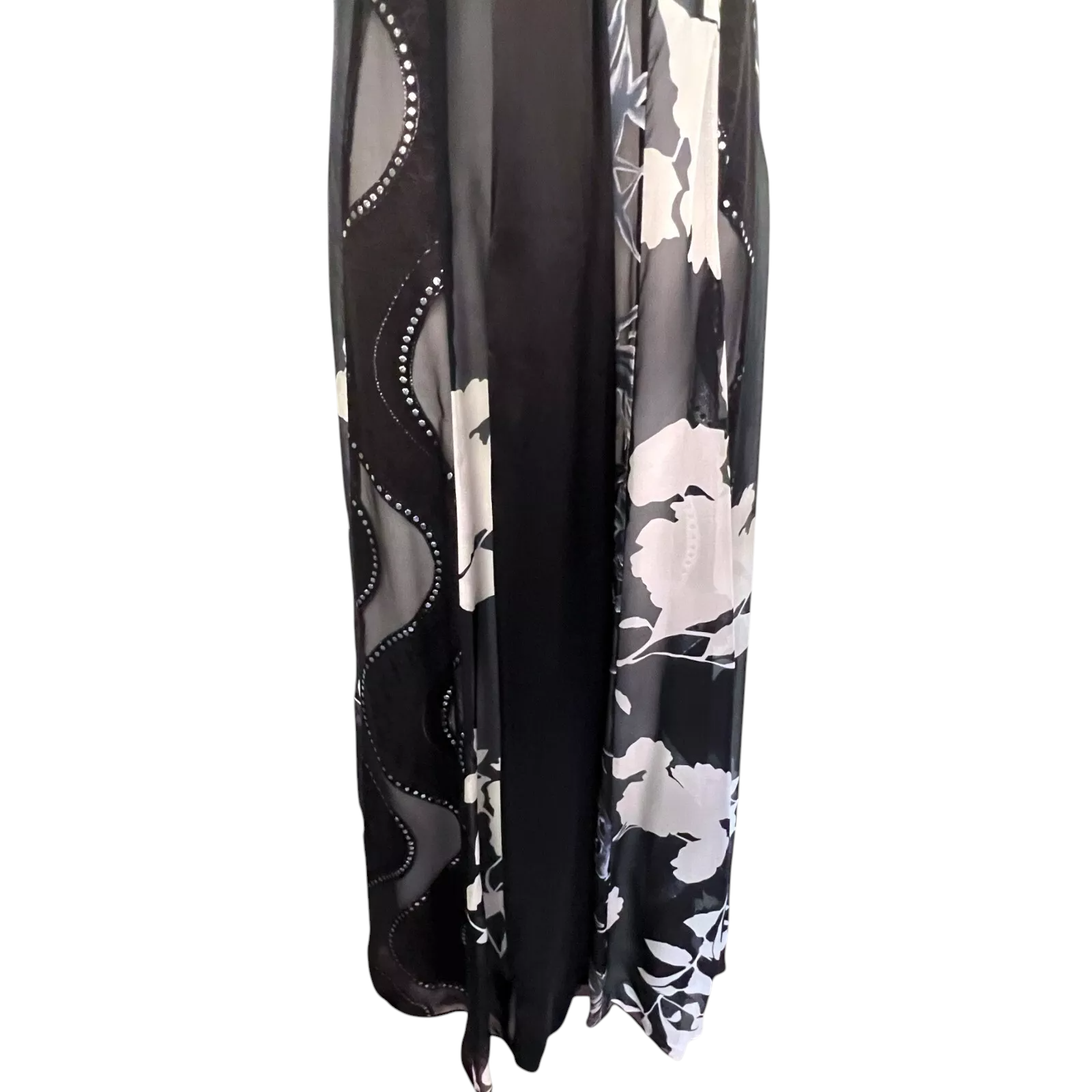 Monsoon Clementine Black Silk Maxi Dress UK 12