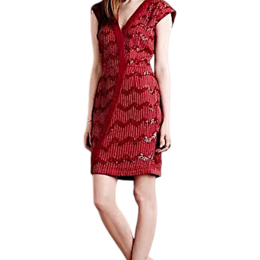 Hoss Intropia Red Beaded Sequin Dress  UK 14