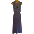 Dorothy Perkins Showcase Grey Chiffon Beaded Overlay Maxi Dress UK 8