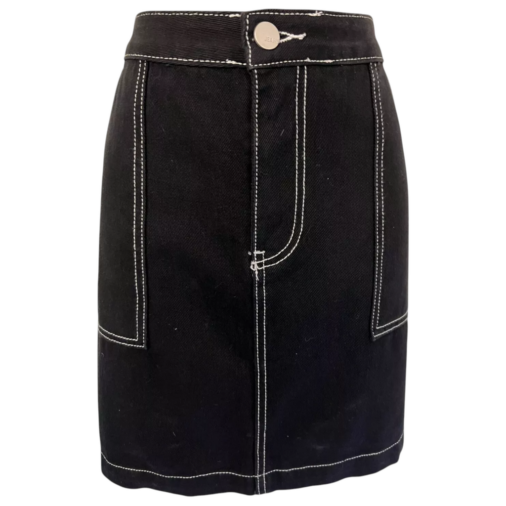 Redial Paris Black Stretch Denim Skirt UK 14