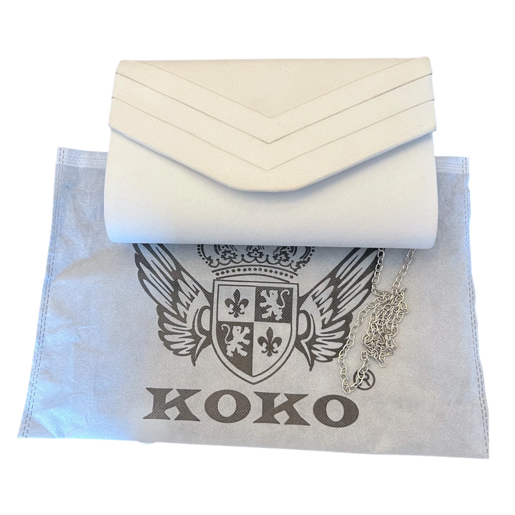 Koko White Faux Suede Clutch Bag