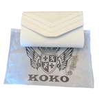 Koko White Faux Suede Clutch Bag