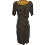 Monsoon Black & Beige Polka Dot Dress UK 10