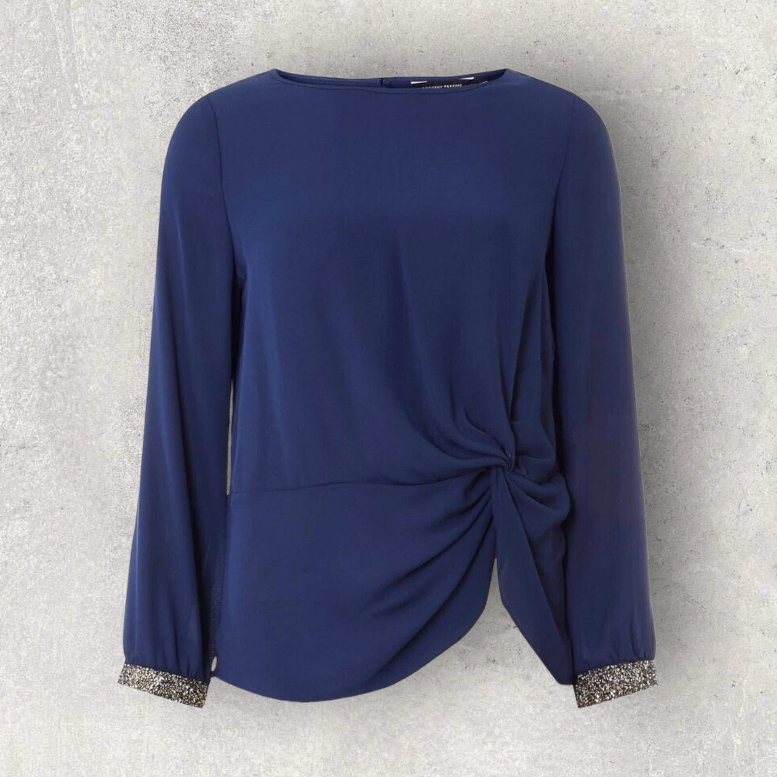 Dorothy Perkins Knot Front Navy Blouse UK 8