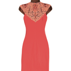 Ted Baker Violina Neon Orange Lace Neck Dress UK 8