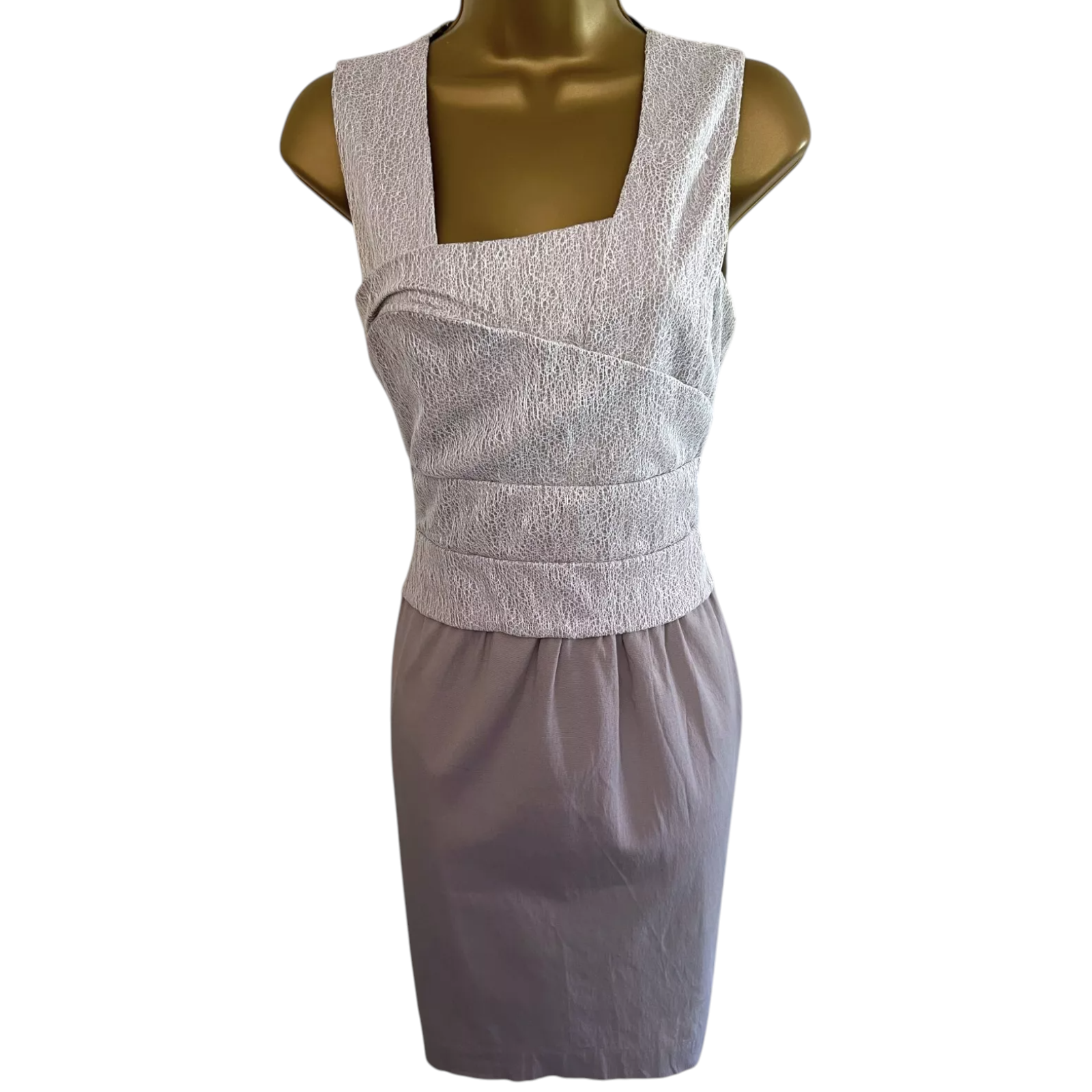 Reiss Dove Grey Cobweb Mesh Dress UK 8/10