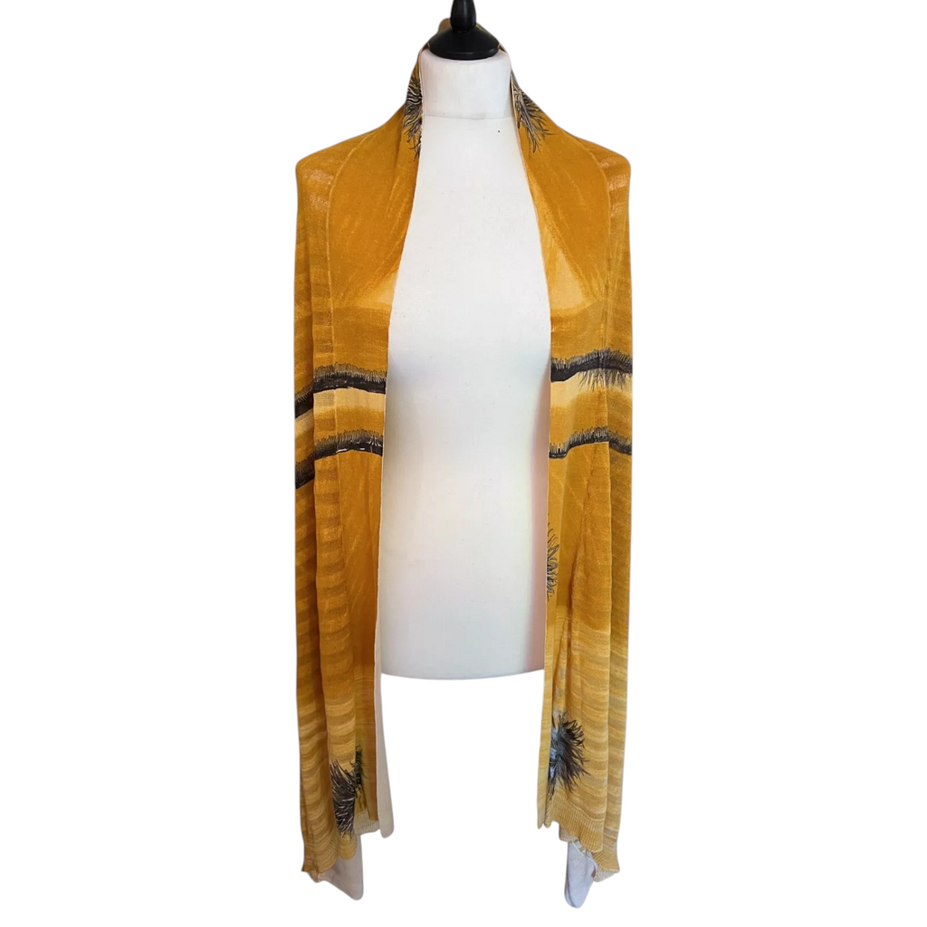 Whistles Mustard Yellow Cotton Fine Knit Waterfall Cardigan UK 8