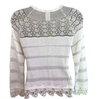 Bazar Christian Lacroix Vintage White Silver Knit Crochet Cardigan UK 8/10
