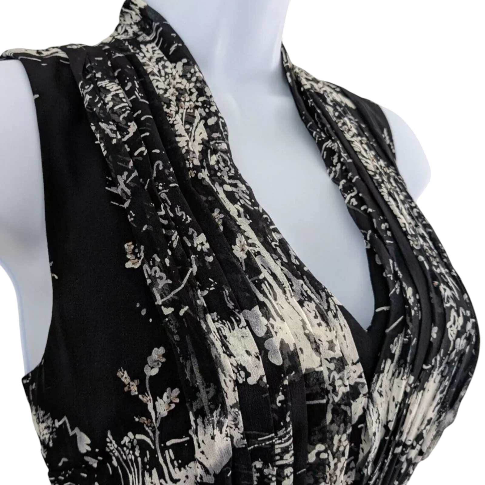 Coast Black Ivory Silk Print Fit & Flare Dress  UK 8