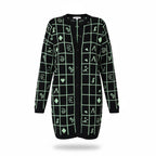 Basler Vintage 90's Long Black & Lime Green Cotton Cardigan UK 10