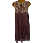 Cabotine Privee Chocolate Beaded Pleated Dress UK 10