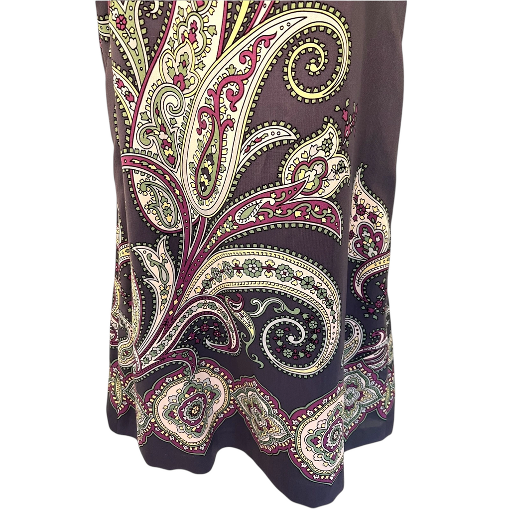 Jaeger Grey Silk Paisley Square Neck Dress UK 8