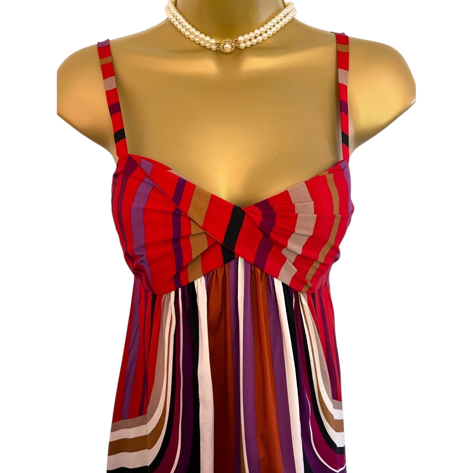 Banana Republic Multicoloured Striped Silk Dress UK 6