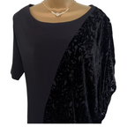 M&S Autograph Black Velvet Flock Asymmetrical Dress UK 14