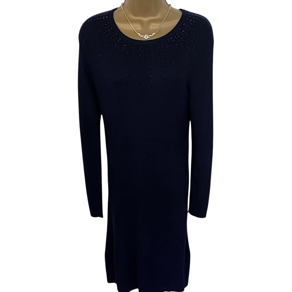 Paul Costelloe Navy Gem Embellished Knit Dress UK 8