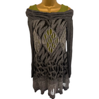 Save The Queen Rare Grey Green Wool Cold Shoulder Mini Dress S UK 8/10