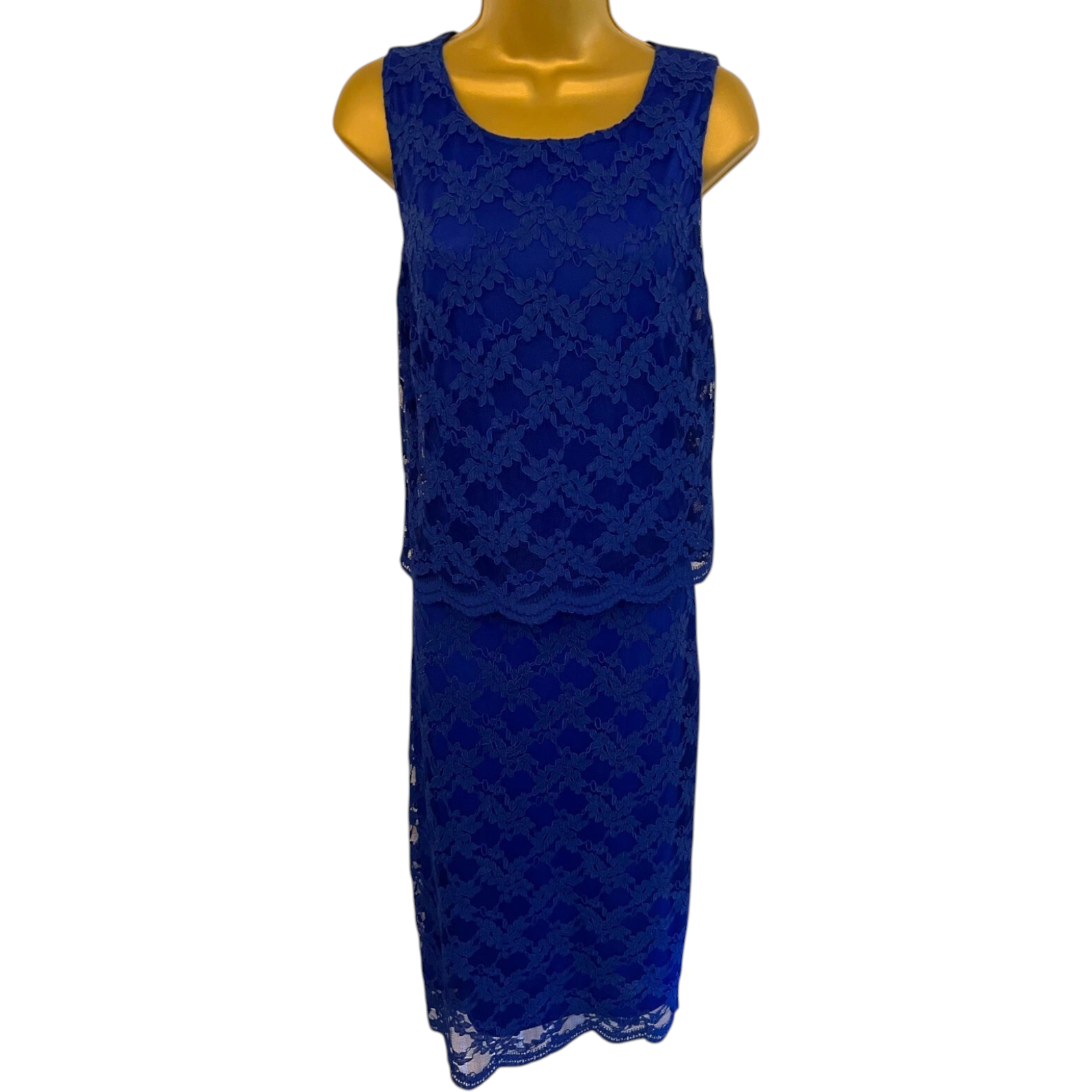 Long Tall Sally Royal Blue Lace Overlay Occasion Pencil Dress UK 12