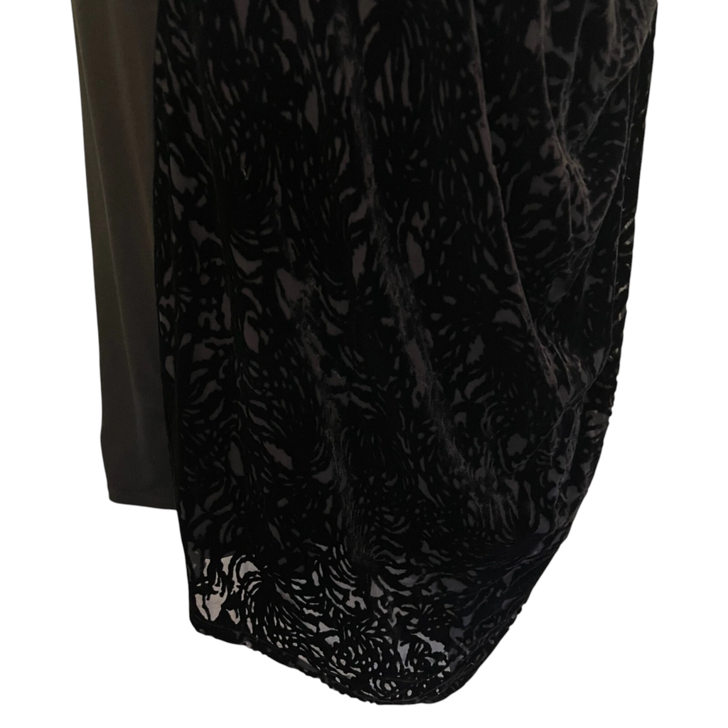 M&S Autograph Black Velvet Flock Asymmetrical Dress UK 14