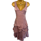 Monsoon Dusky Pink Shimmer Ruched Dress UK 10