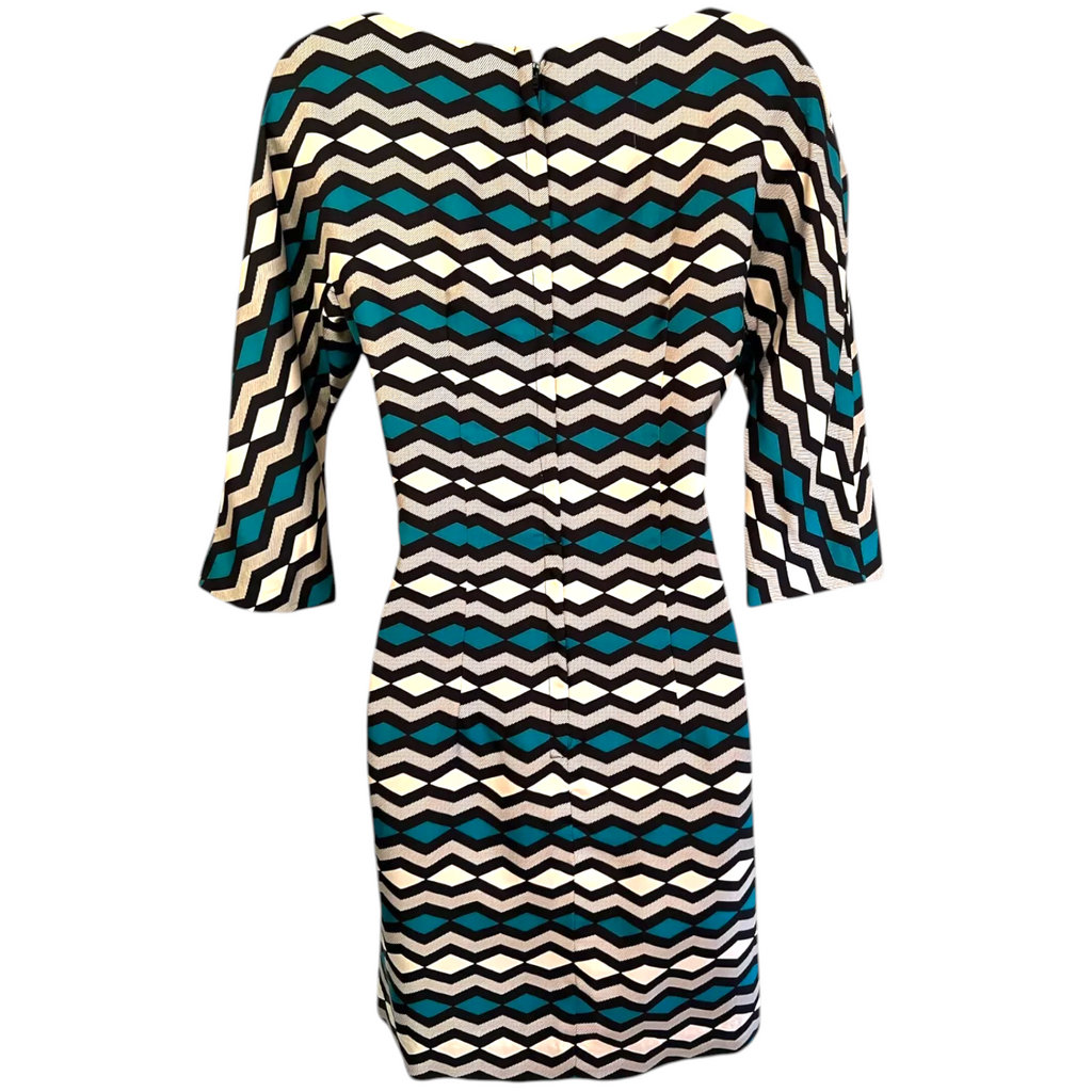 MILLY New York Teal Black Silk Dress UK 10