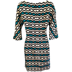 MILLY New York Teal Black Silk Dress UK 10