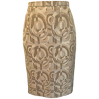 Max Mara Ecru Rose Gold Jacquard Geometric Skirt UK 8/10
