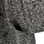 M&S Autograph Vintage Black Tweed Faux Leather Trim Coat UK 16