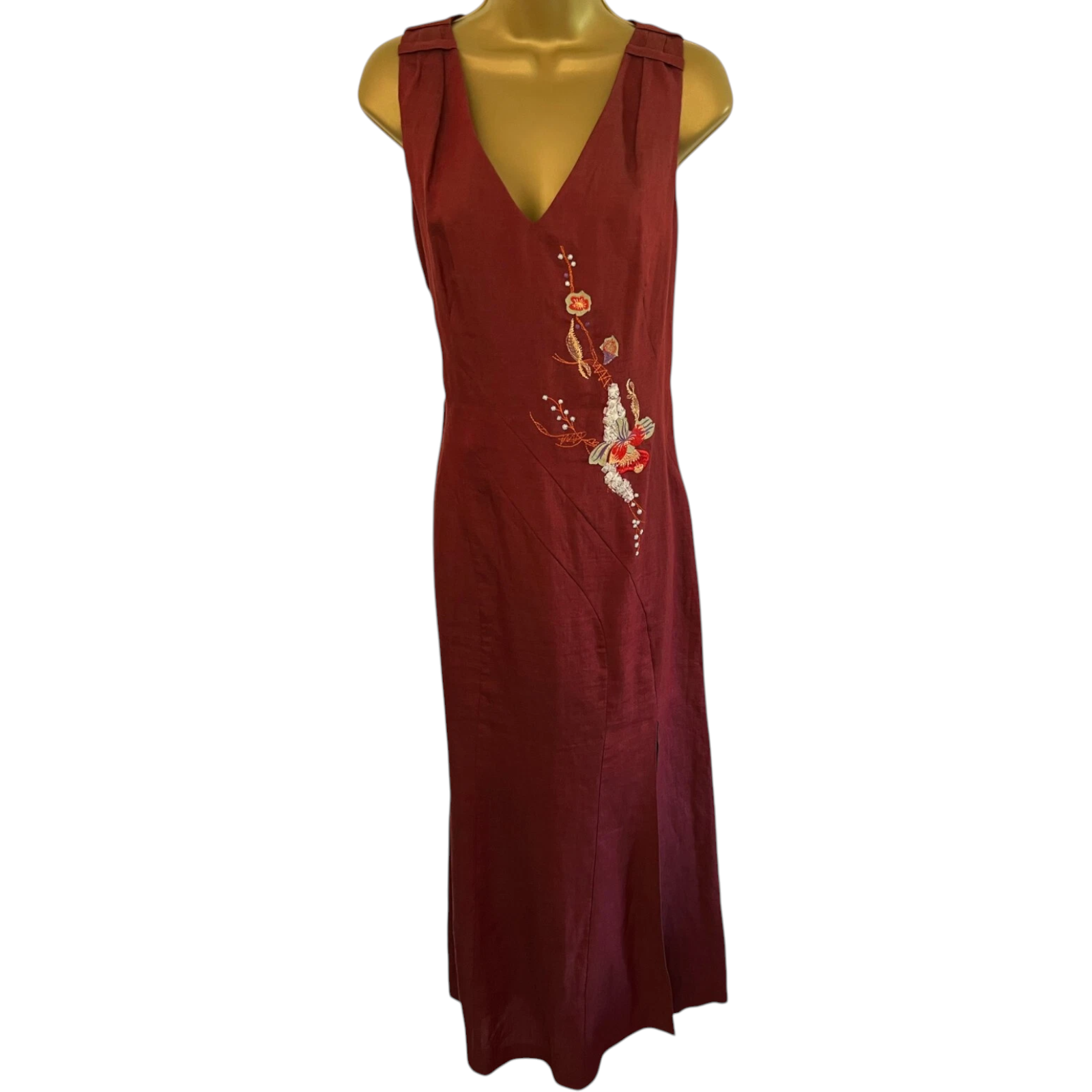 Kenzo Jungle Vintage 90's Rust Linen Dress UK 16