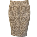 Max Mara Ecru Rose Gold Jacquard Geometric Skirt UK 8/10