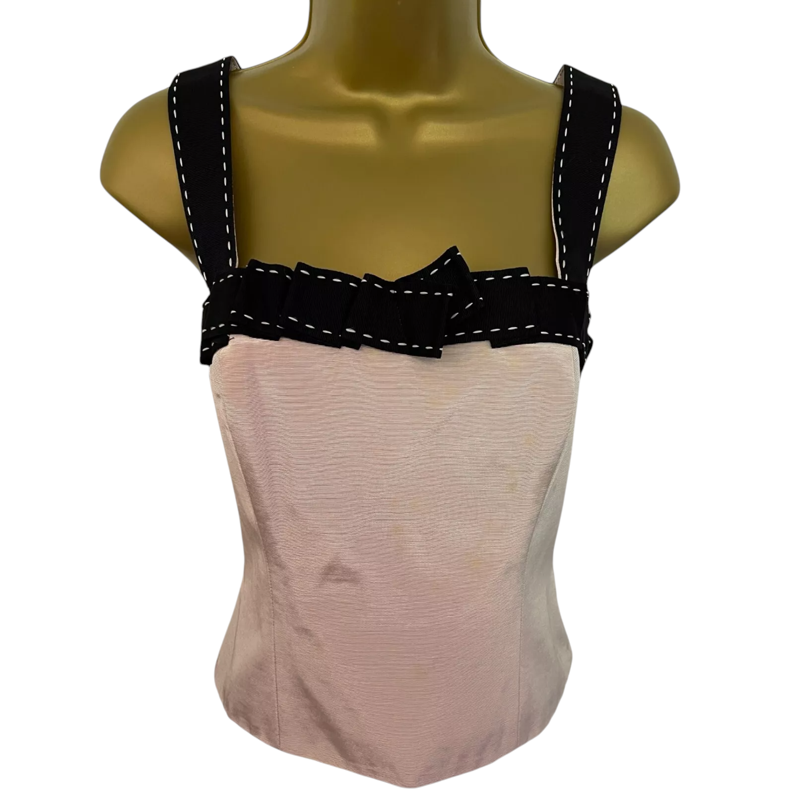 Debut Champagne Cotton Ribbed Black Top UK 10