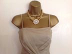 Karen Millen Champagne Silk Organza Bodycon Dress UK 10