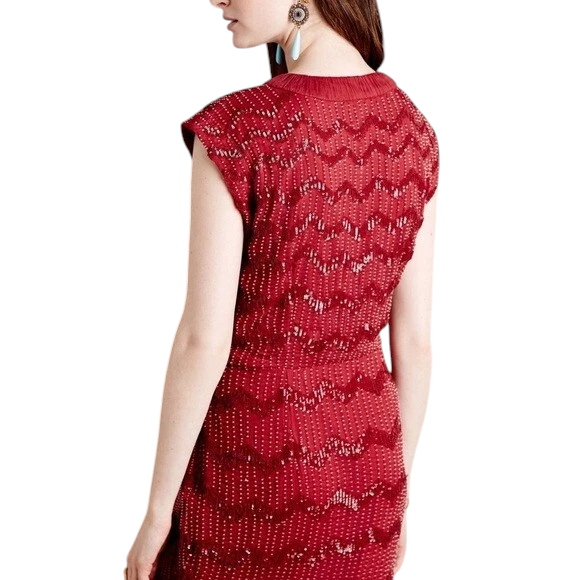 Hoss Intropia Red Beaded Sequin Dress  UK 14