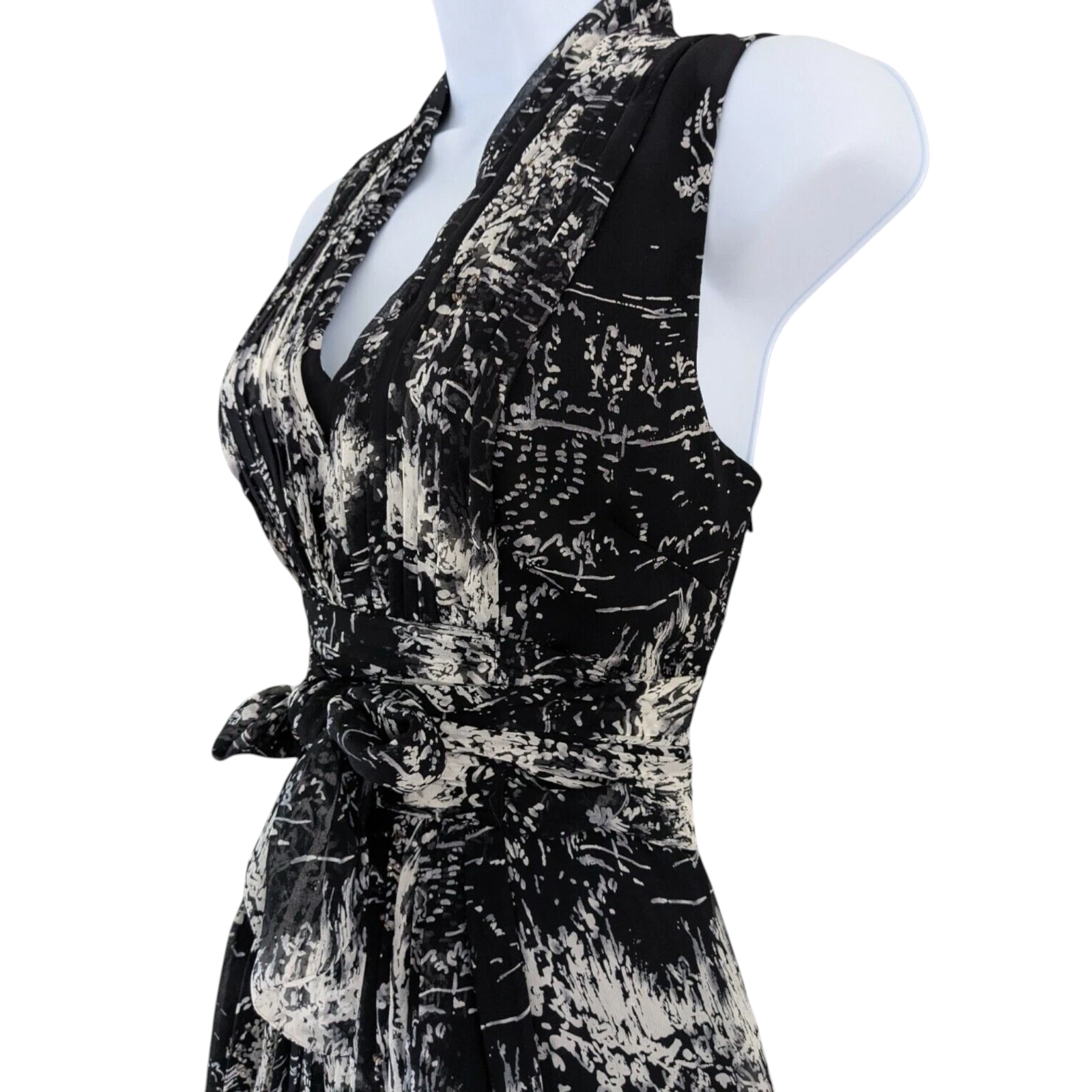 Coast Black Ivory Silk Print Fit & Flare Dress  UK 8