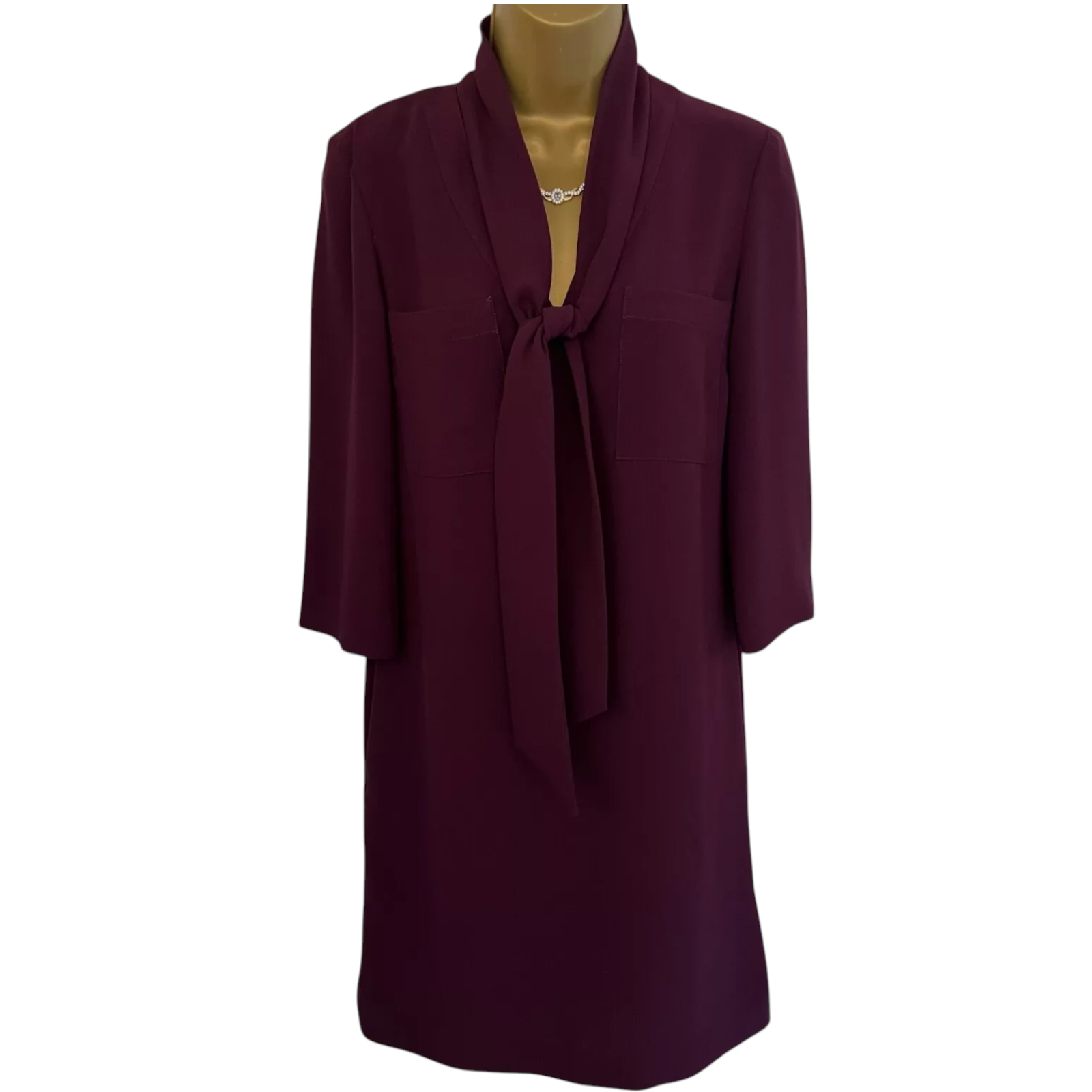 Jaeger Maroon Crepe Oversize Dress UK 6