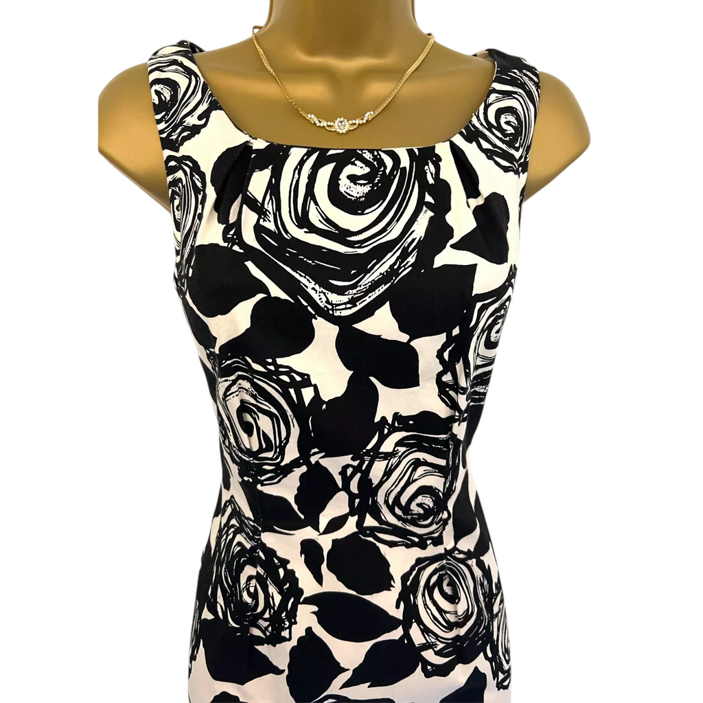 L.K. Bennett Black & Ivory Cotton Sleeveless Dress UK 8