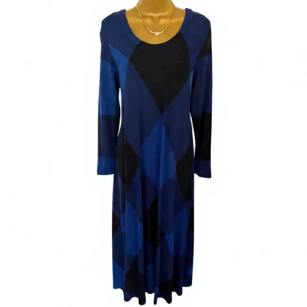 Sahara Blue Black Large Check Dress UK 14/16