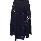 Whistles Navy Silky Beaded Sequin Embroidered Skirt UK 10