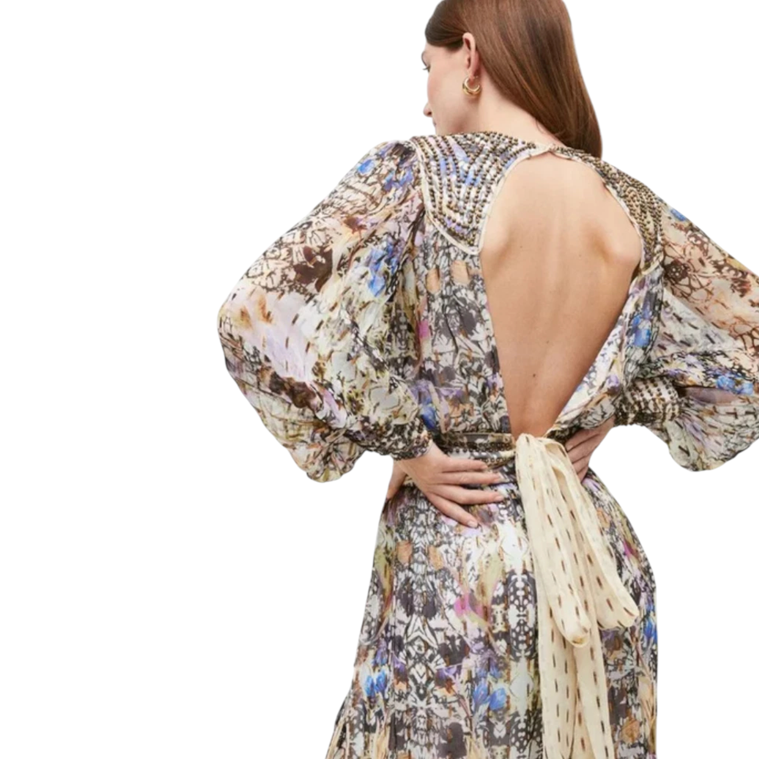 Karen Millen Lydia Multi Coloured Beaded Backless Party Top UK 14