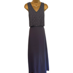 Dorothy Perkins Showcase Grey Chiffon Beaded Overlay Maxi Dress UK 8