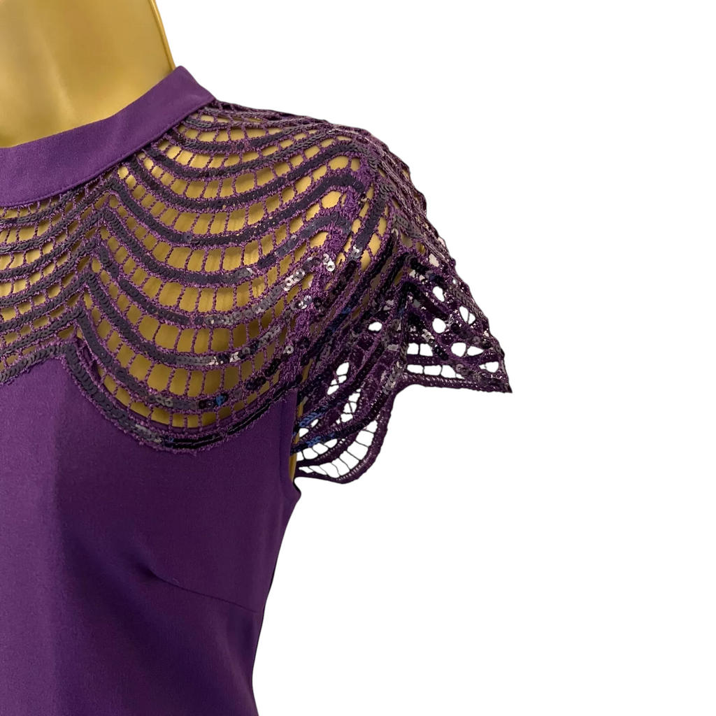 Dorothy Perkins Showcase Purple Crochet Sequin Dress UK 10
