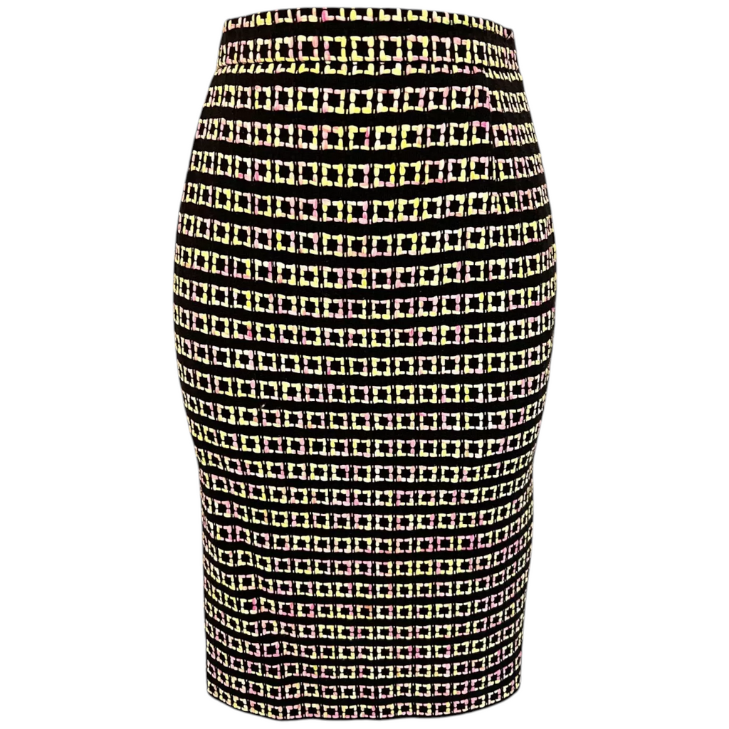 Escada Margaretha Ley Vintage Black Pastel Pencil Skirt UK 10