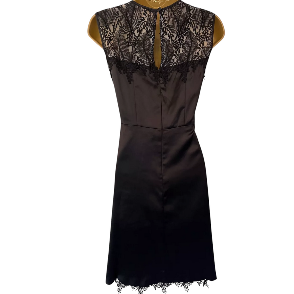 Precis Jet Black Isabelle Lace Satin Dress UK 10