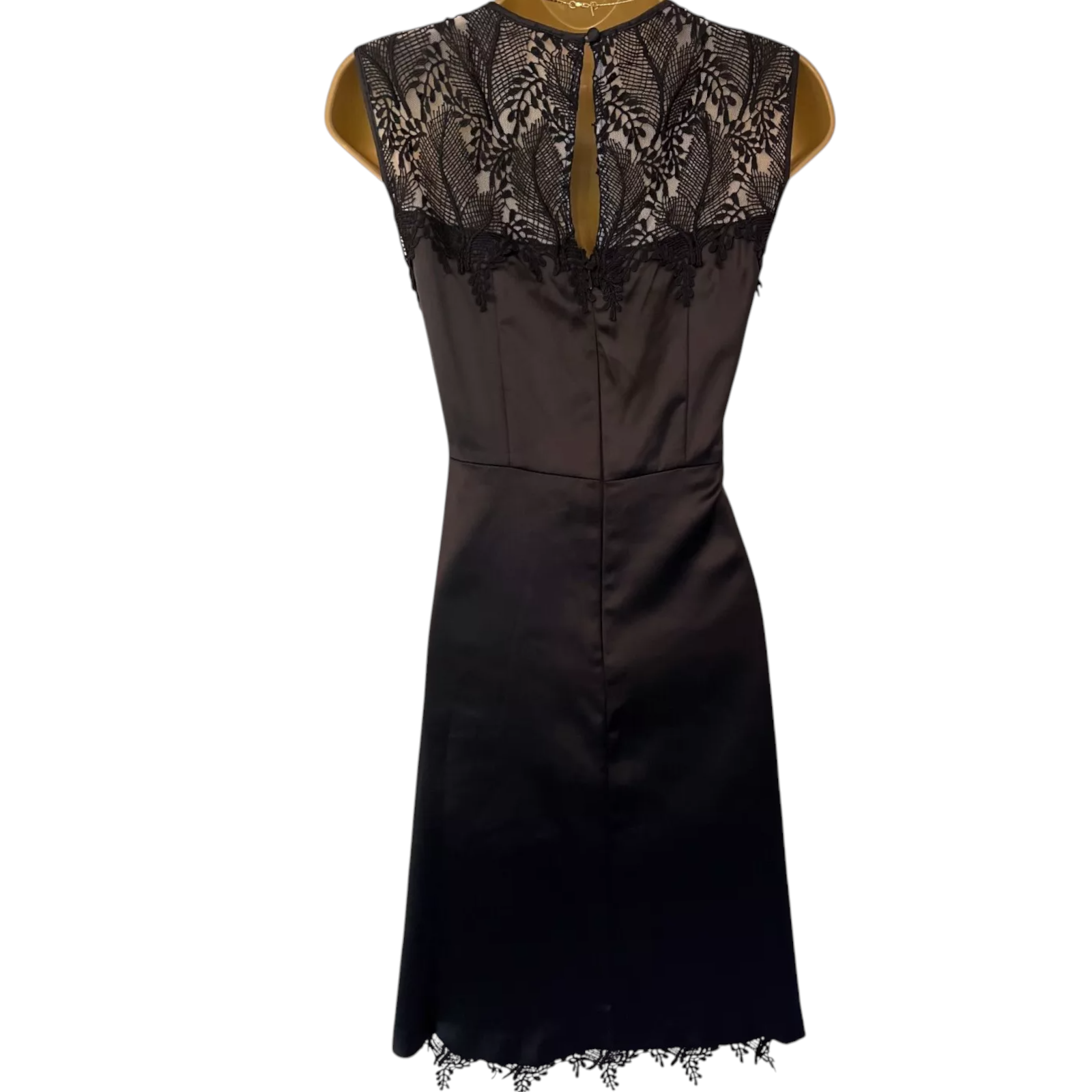 Precis Jet Black Isabelle Lace Satin Dress UK 10