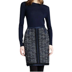 Tory Burch Navy Tweed Bouclé Skirt UK 12