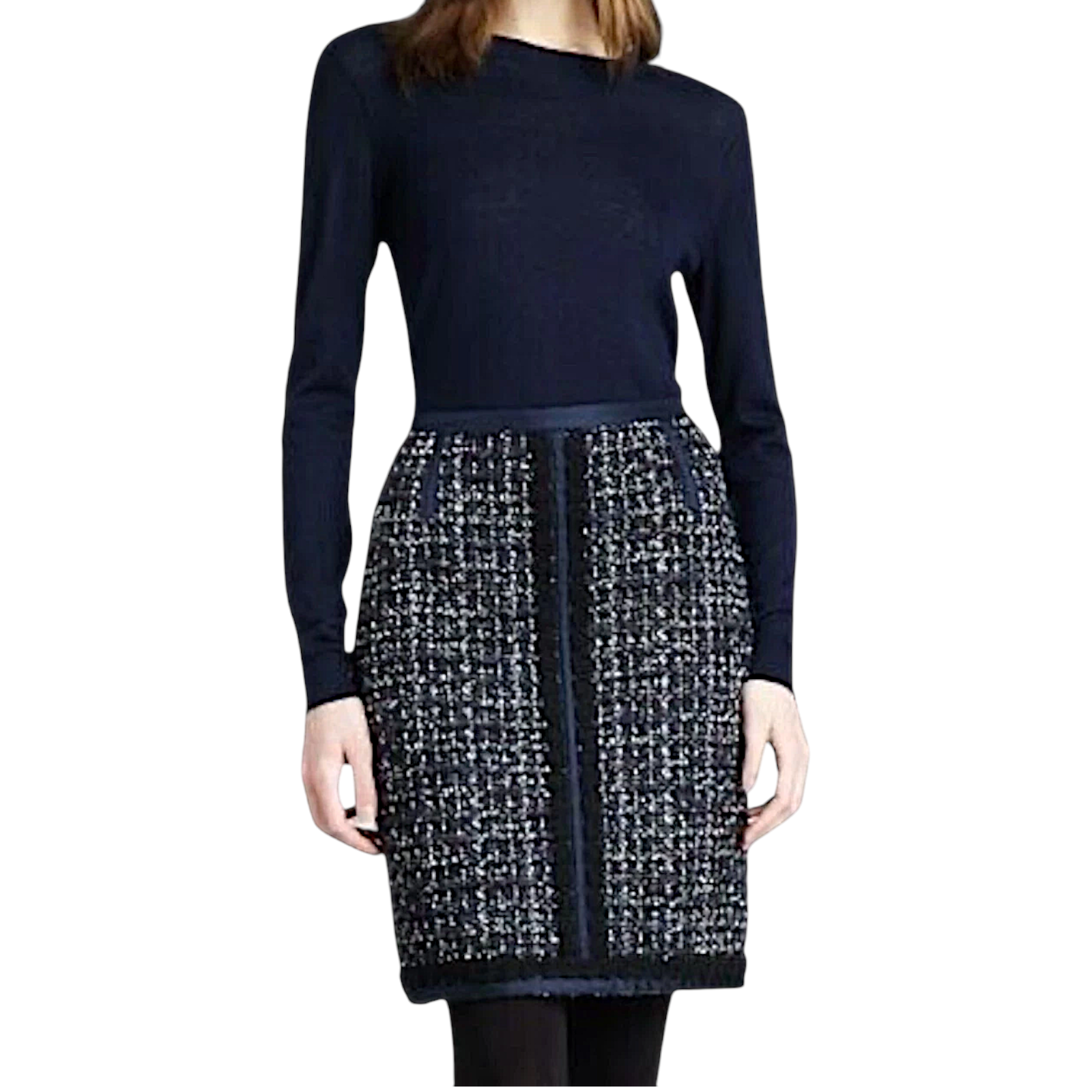 Tory Burch Navy Tweed Bouclé Skirt UK 12