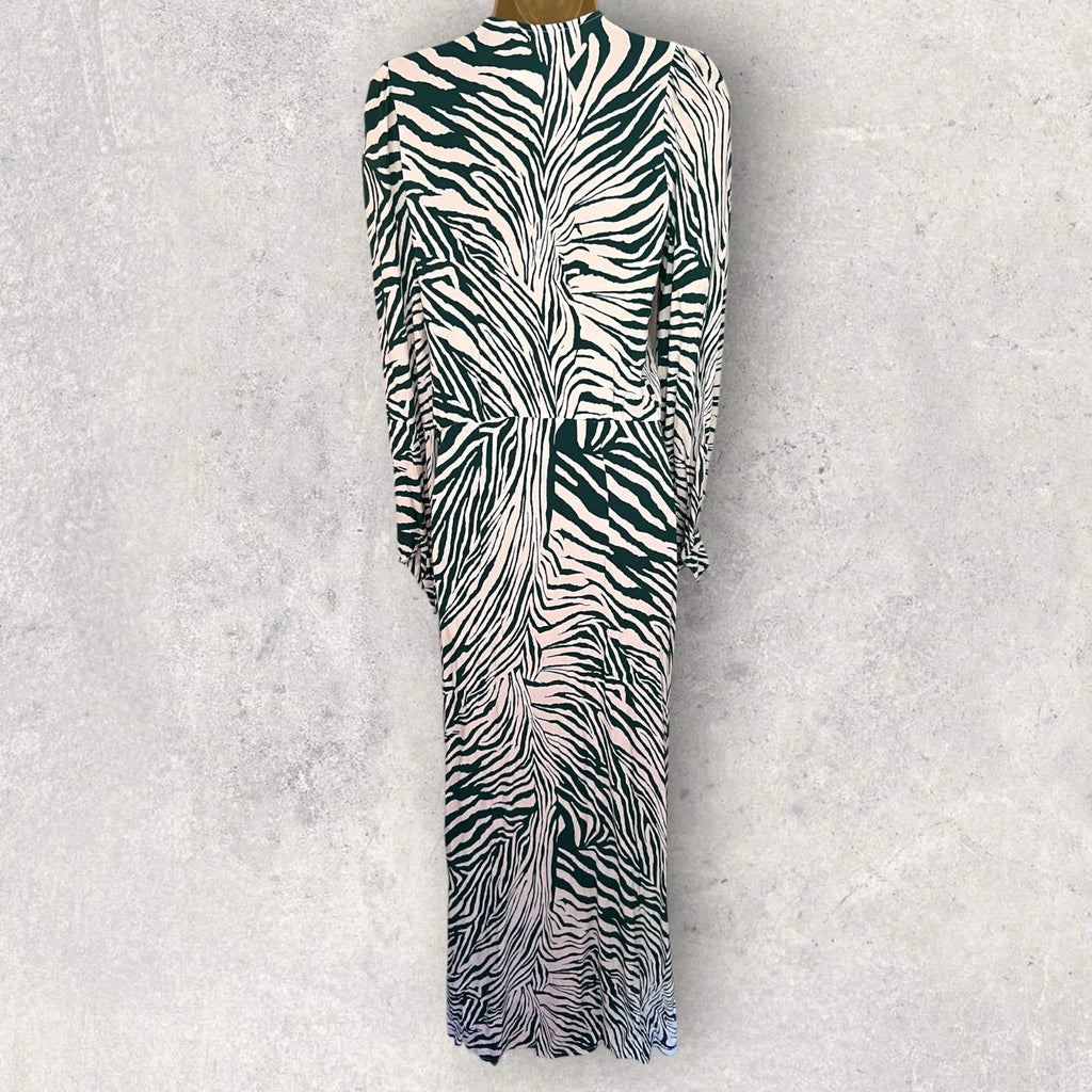 Nasty Gal Green & Cream Zebra Dress UK 4