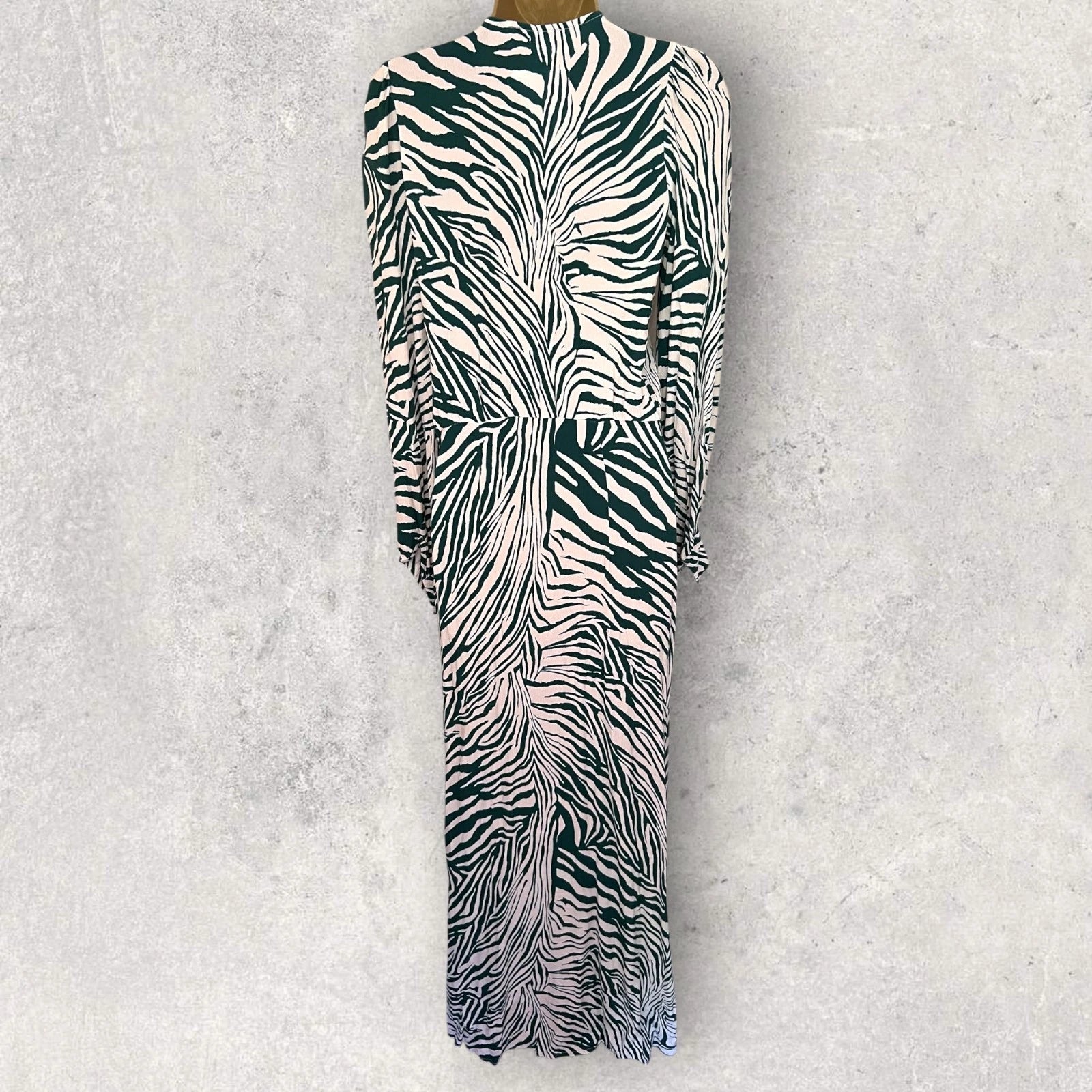 Nasty Gal Green & Cream Zebra Dress UK 4